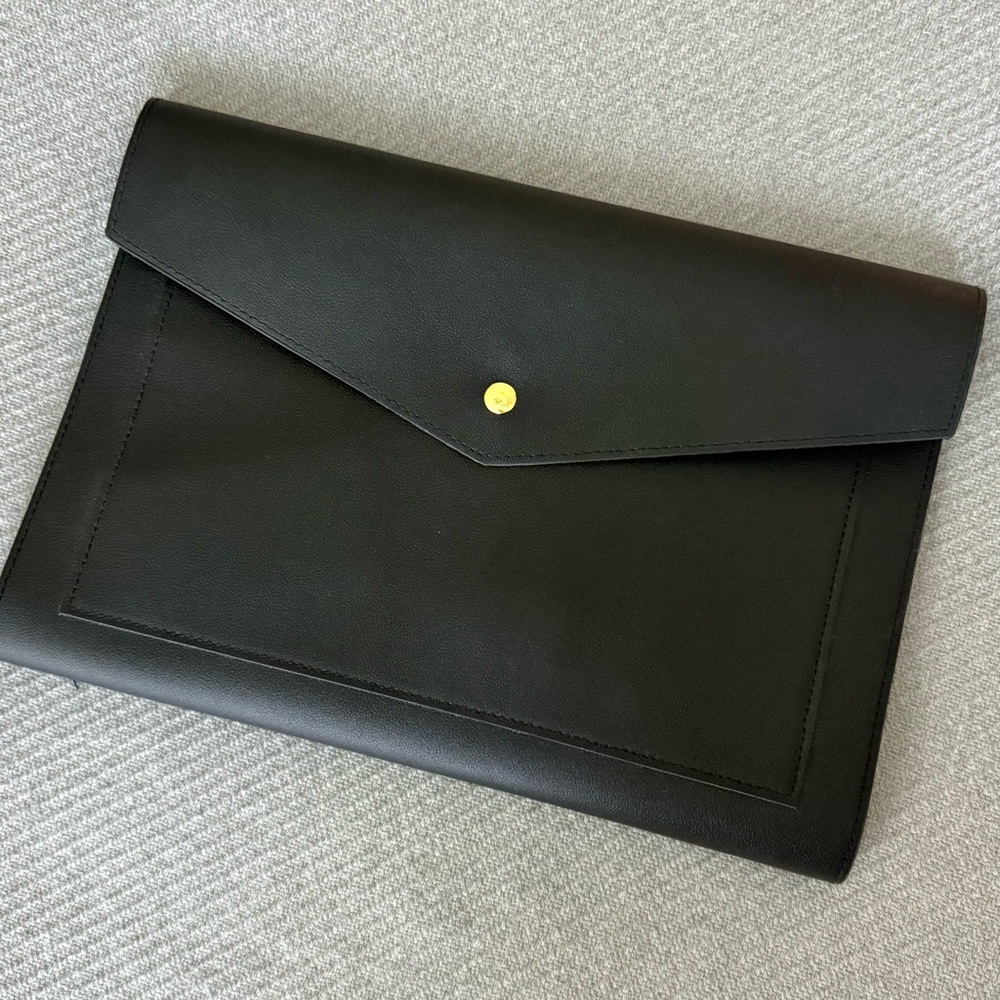 Glass Ladder & Co Megan Vegan Leather Portfolio Clutch BLACK 13.5"x9.5”